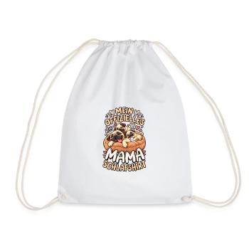 Mamas Offizielles Schlafshirt mit Mops - Turnbeutel - Weiß - Vorne