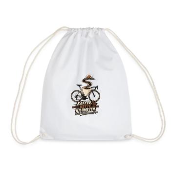 Kaffee Kette Kilometer – Fahrrad Spruch - Turnbeutel - Weiß - Vorne