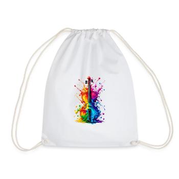Bunte Violine Regenbogen Geige Musik Farbspritzer - Turnbeutel - Weiß - Vorne