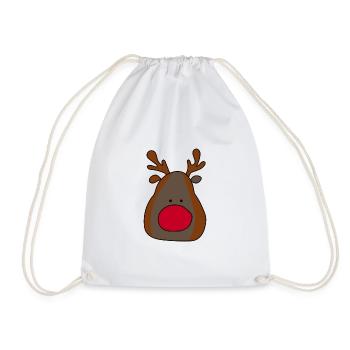 Fröhlicher Rentier-Print für Weihnachten - Turnbeutel - Weiß - Vorne