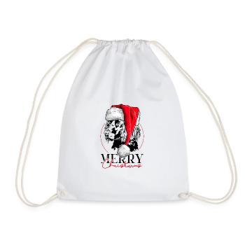 Santa German Quail Dog Merry Christmas Dogs - Drawstring Bag - white - Front