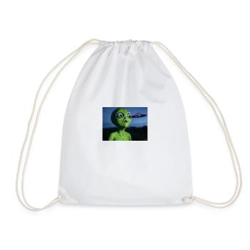 Green Alien Eye-Catcher UFO - Drawstring Bag - white - Front