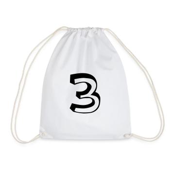 Number 3 - Drawstring Bag - white - Front