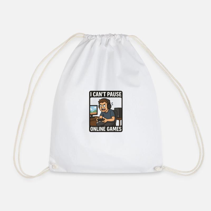 I can't pause online games! - Drawstring Bag - white