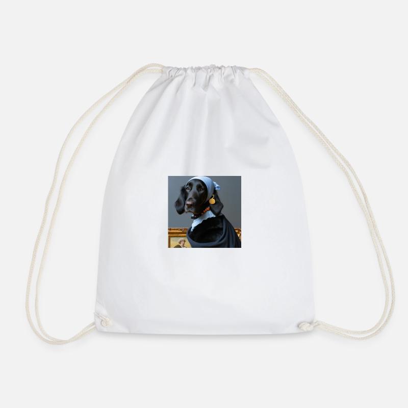 Flat Coated Retriever mit Perlenohrring 1 - Turnbeutel - Weiß