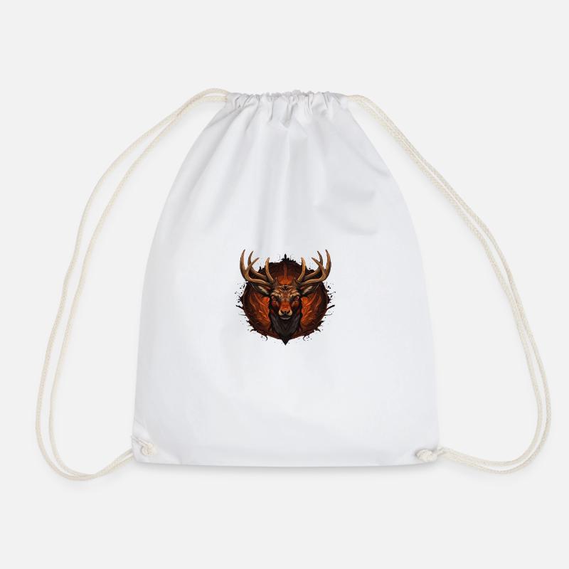 Deer head 1 - Drawstring Bag - white