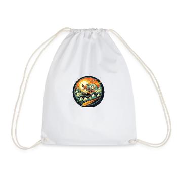 Spaceship in the universe in cartoon style for kids - Drawstring Bag - white - Front