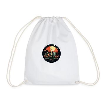 Stylish Space Age: Retro-Futurism - Drawstring Bag - white - Front
