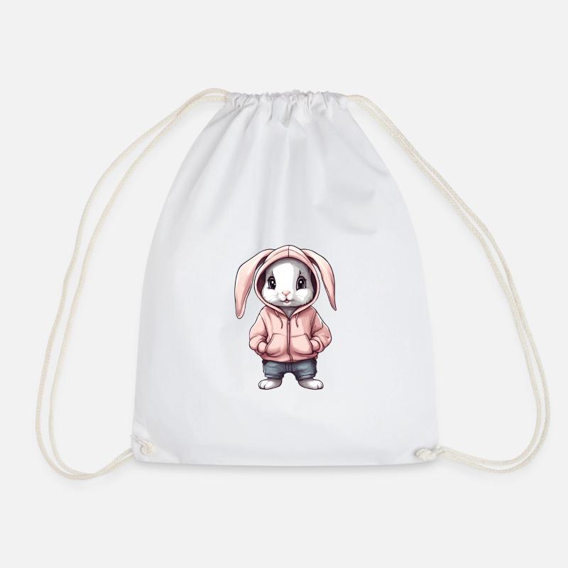 Süßer Hase mit Hoddie Pullover - Turnbeutel - Weiß
