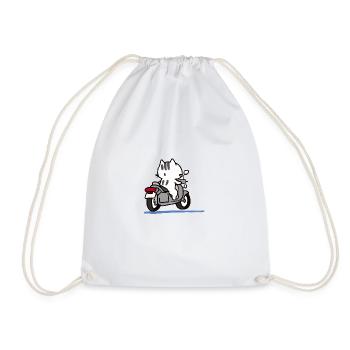 Ein katze die motorrad fährt - Turnbeutel - Weiß - Vorne