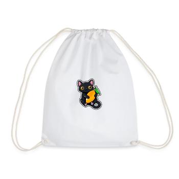 Cat embraces a mango - Drawstring Bag - white - Front