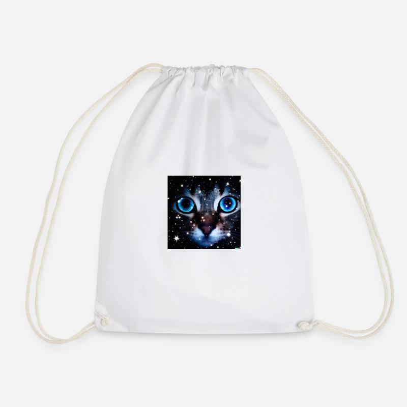 big eyes cat - Drawstring Bag - white