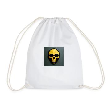 Golden skull on grey background - Drawstring Bag - white - Front