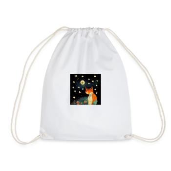 Fox in the moonlight - Drawstring Bag - white - Front