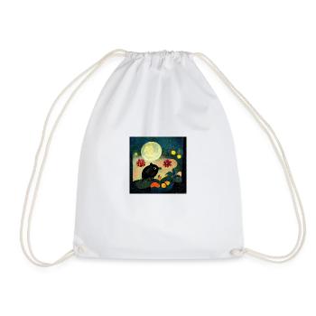 Mole in the forest by moonlight - Drawstring Bag - white - Front