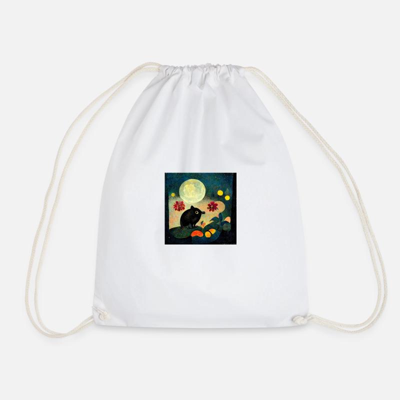 Mole in the forest by moonlight - Drawstring Bag - white
