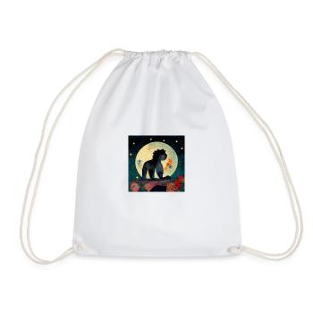little lion in the moonlight - Drawstring Bag - white - Front
