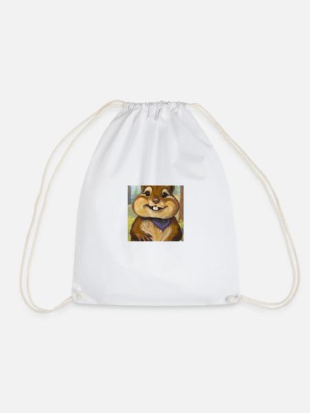 Happy Chipmunk - Drawstring Bag - white