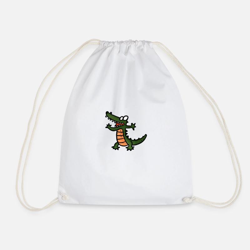 Crocodile Reptile - Drawstring Bag - white