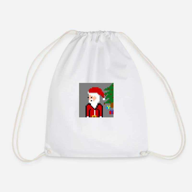 Pixel Weihnachtsmann - Turnbeutel - Weiß