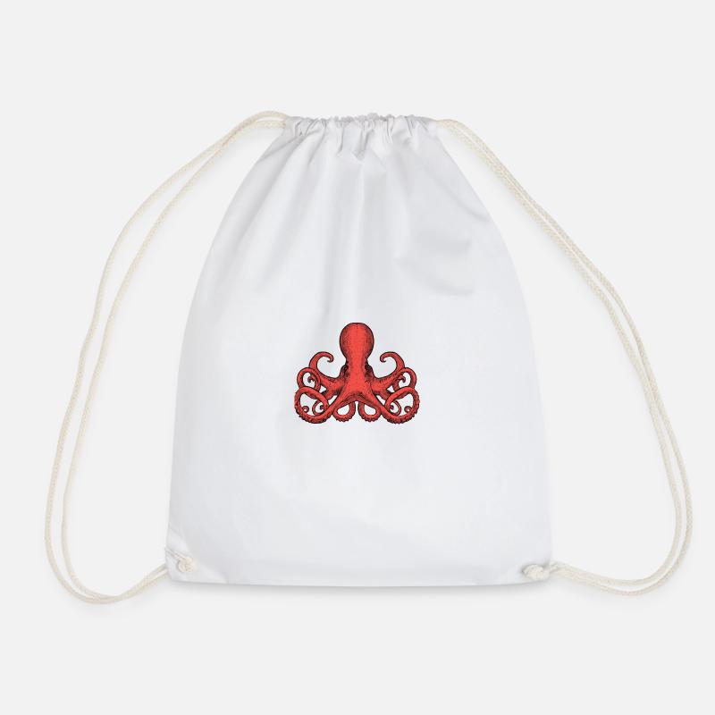 Oktopus-Illustration - Turnbeutel - Weiß