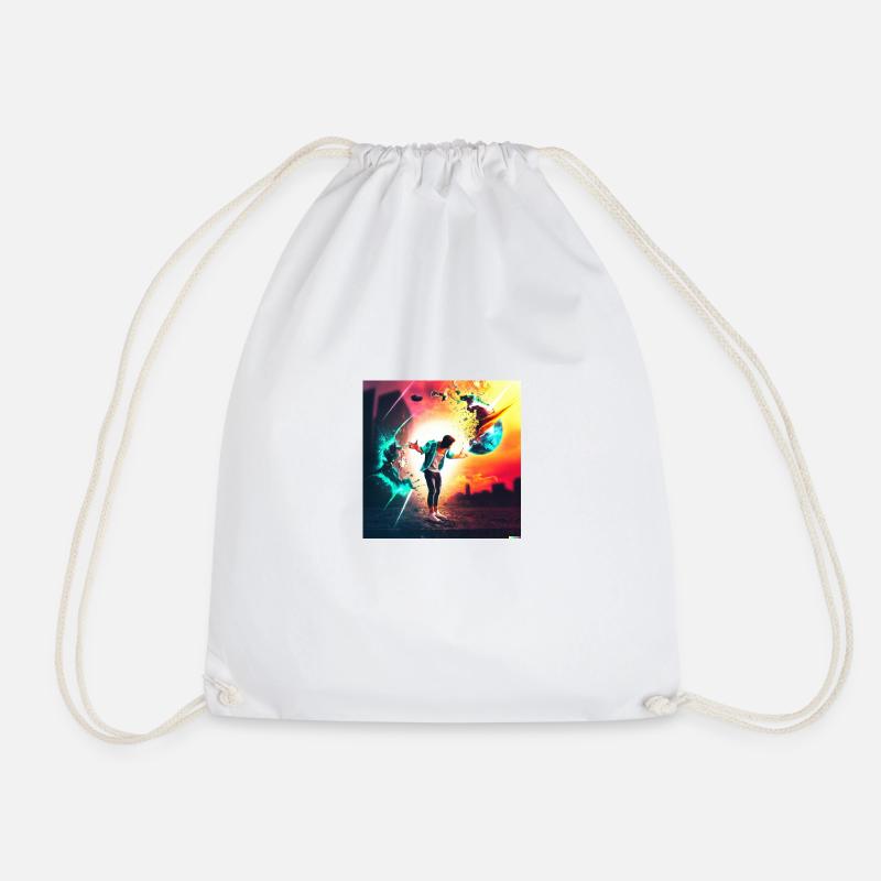 Crazy Eights - Drawstring Bag - white