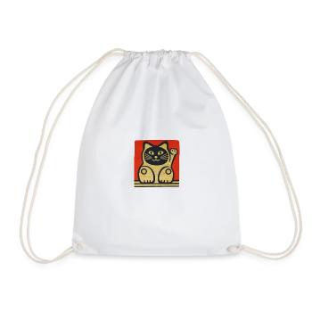 Cat Hello - Drawstring Bag - white - Front