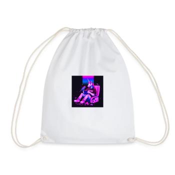 Unicorn Synthwave chill - Drawstring Bag - white - Front