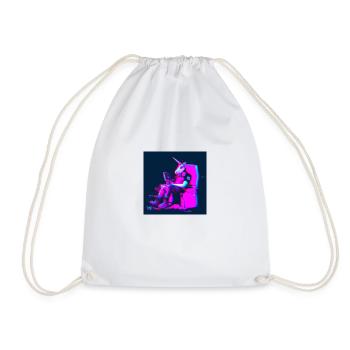 Unicorn Synthwave chill - Drawstring Bag - white - Front