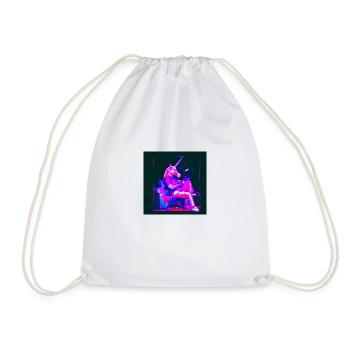 Unicorn Synthwave chill - Drawstring Bag - white - Front