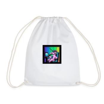 Unicorn Synthwave chill - Drawstring Bag - white - Front