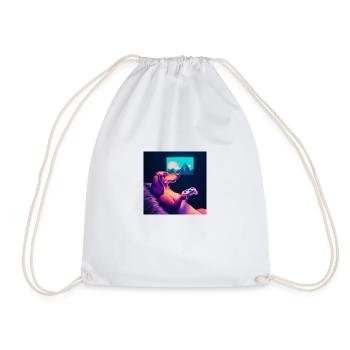 Dachshund Synthwave Gaming - Drawstring Bag - white - Front