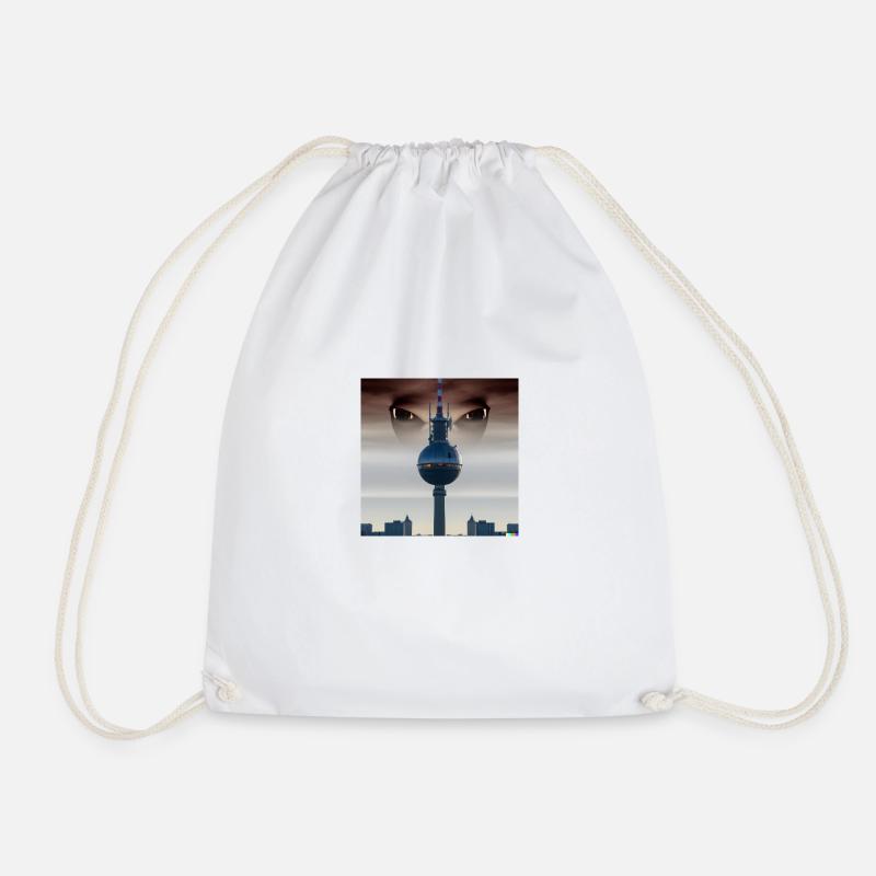 UFO berlin tv tower - Drawstring Bag - white
