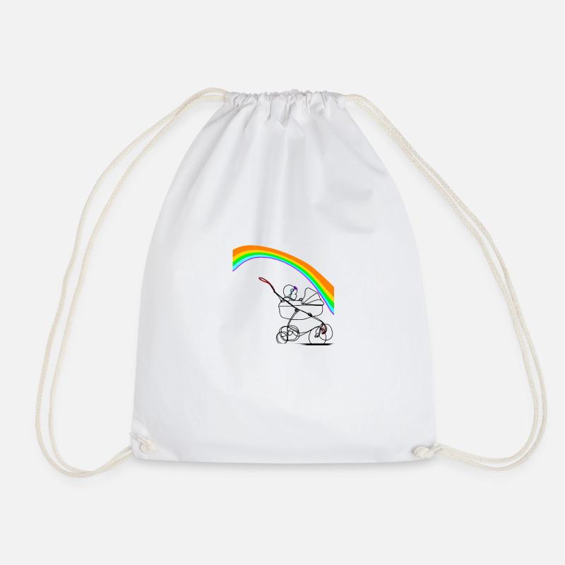Kinderwagen unter dem Regenbogen - Turnbeutel - Weiß