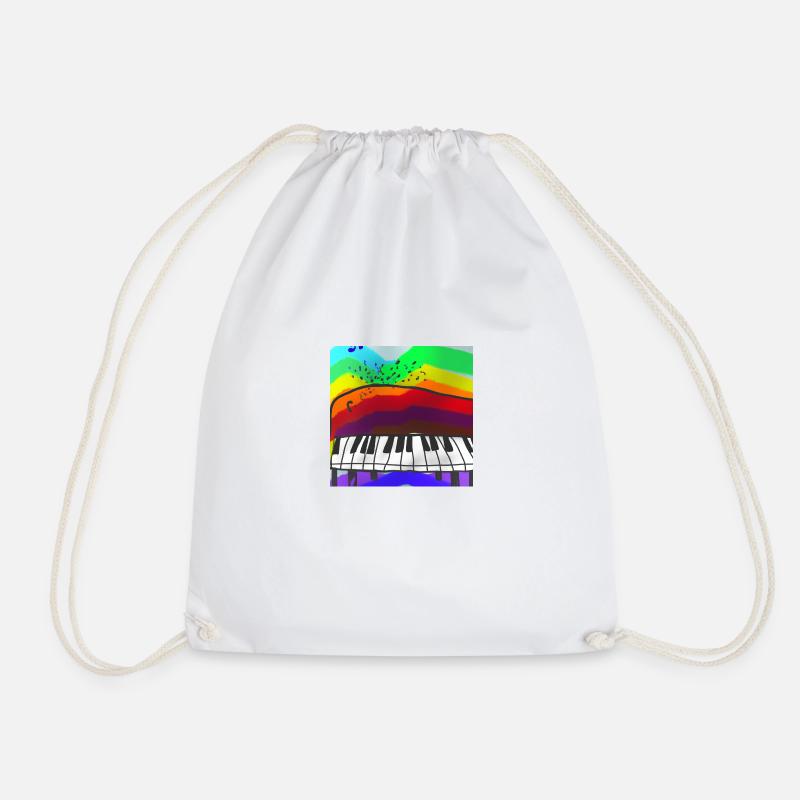 Piano auf Regenbogen - Musik - Turnbeutel - Weiß