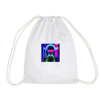 Neon Cyber Girl 2023, Alien Blue, Neonfarben - Turnbeutel - Weiß - Vorne
