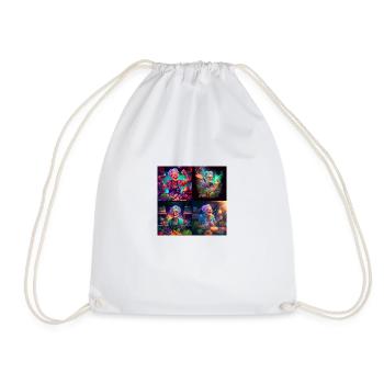 Grandma with tattoos cooking - Drawstring Bag - white - Front