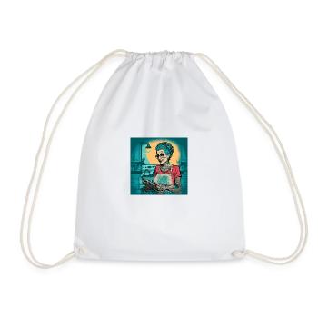 Old tattoed woman cooking - Drawstring Bag - white - Front