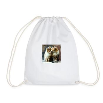cats - Drawstring Bag - white - Front