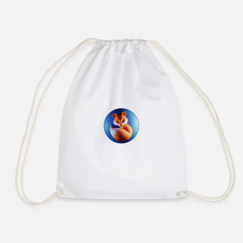 Little fox in a bubble - Drawstring Bag - white