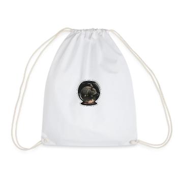 A gray rabbit in an aquarium - Drawstring Bag - white - Front