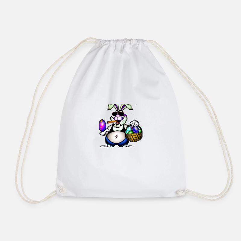 Lapin de Pâques avec œuf - Sac de sport léger - blanc
