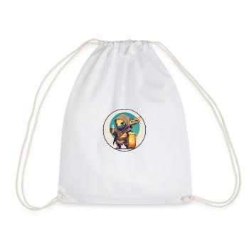 A friendly ninja with beer - Drawstring Bag - white - Front