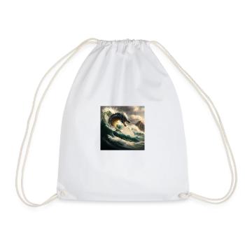 Dragon Mystic Fairy tale fantasy ocean wave - Drawstring Bag - white - Front