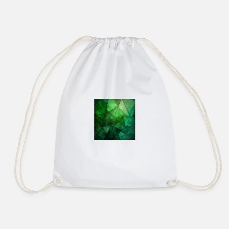 Emerald green abstract art - Drawstring Bag - white