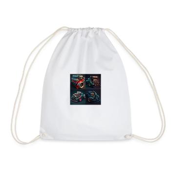 Homage to engines and car construction. - Drawstring Bag - white - Front