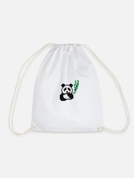 panda smoking pixel - Turnbeutel - Weiß