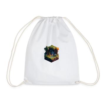Voxel art forest 3D HD - Drawstring Bag - white - Front
