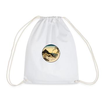 T-shirt moon kanagawa style for man and woman - Drawstring Bag - white - Front