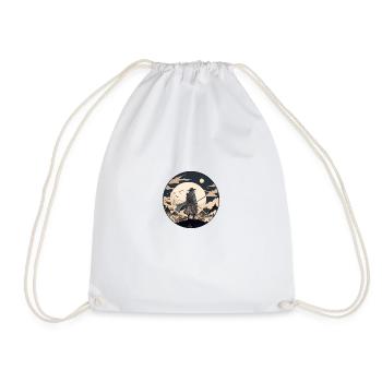 No 13 : Japanese Art Samurai Fighter Ukiyo_e Style - Drawstring Bag - white - Front